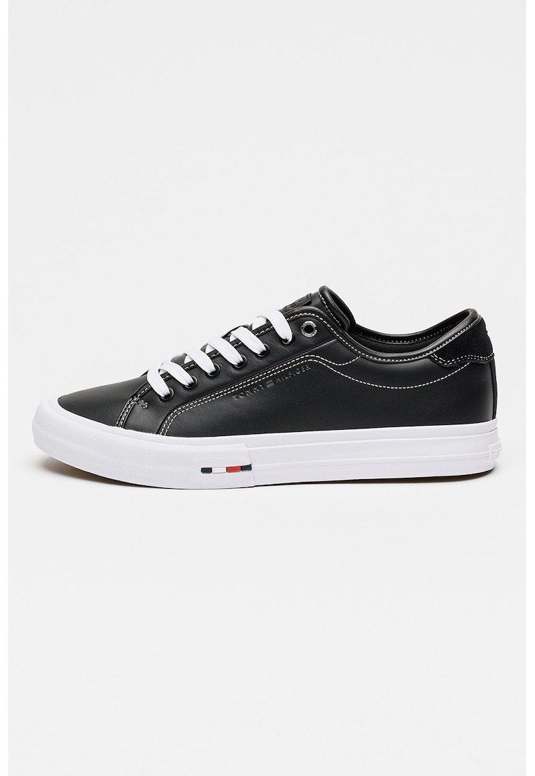 Pantofi sport din piele si piele ecologica - Negru