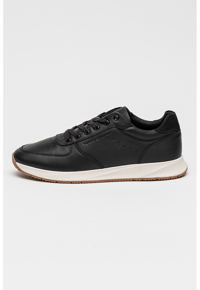 Pantofi sport din piele cu logo discret Premium - Negru