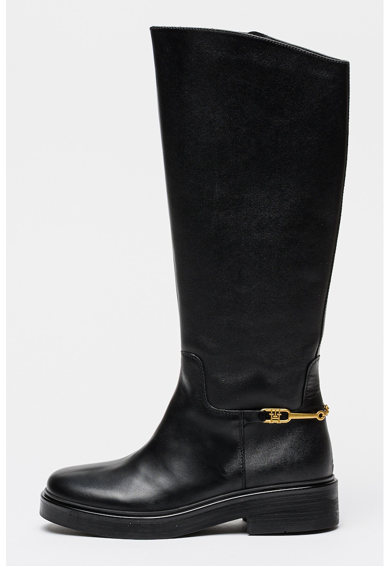 Cizme lungi din piele cu fermoar