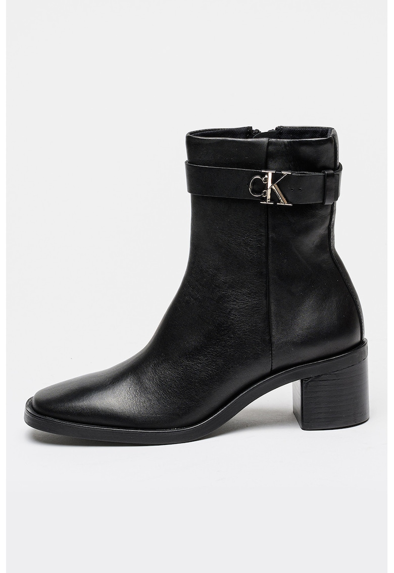 Ghete din piele cu toc si varf patrat