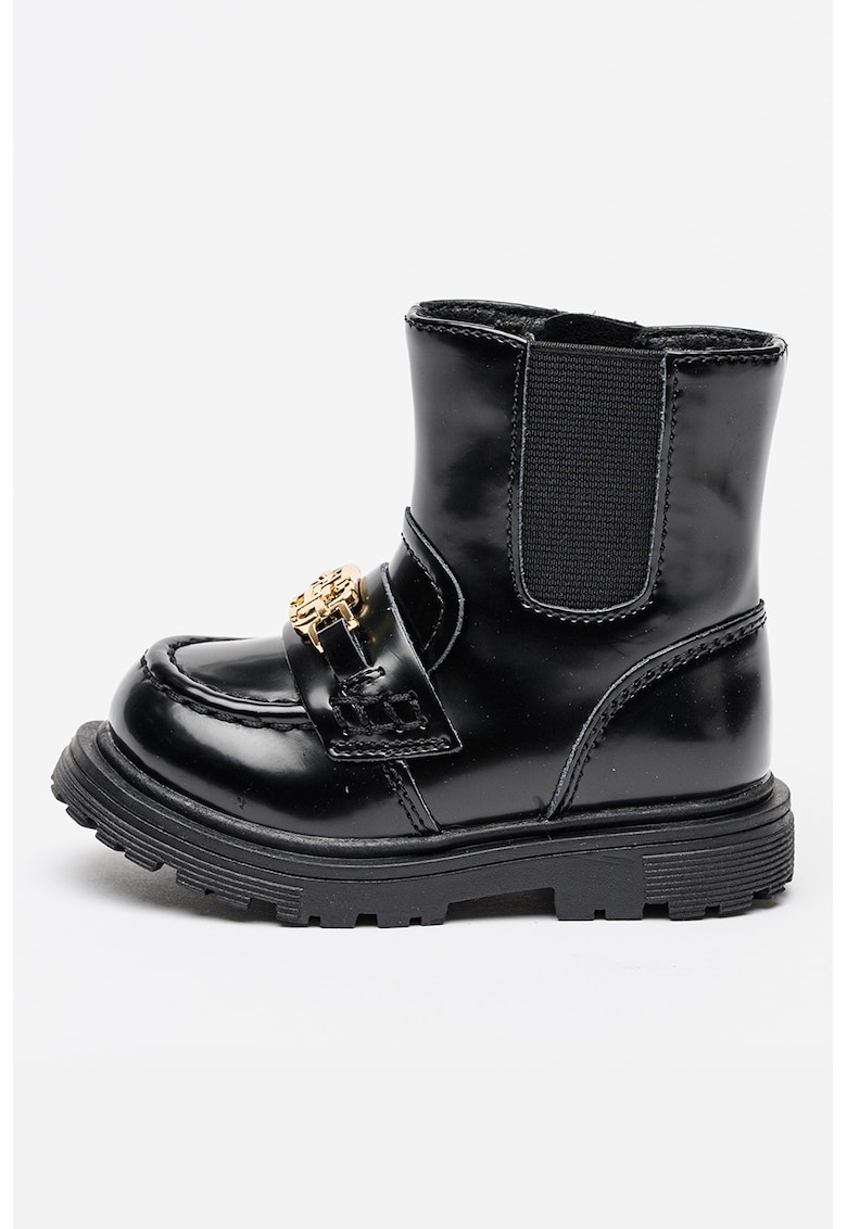 Cizme din piele ecologica cu garnitura din material textil