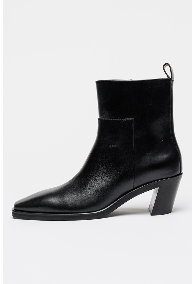 Botine din piele cu fermoar