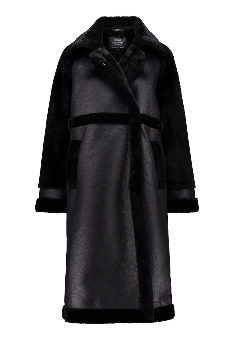 Palton de blana shearling sintetica - Negru