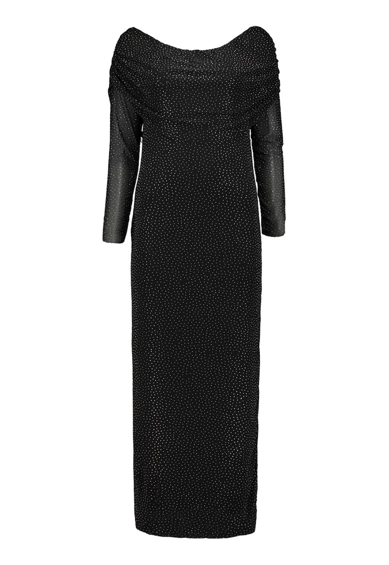 Rochie midi cu decolteu pe umeri - Negru/Argintiu