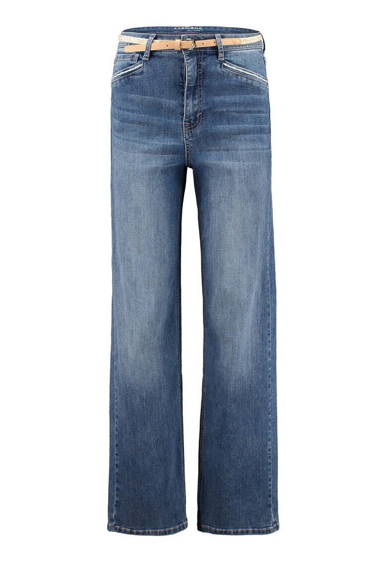 Blugi drepti cu aspect decolorat - Albastru melange