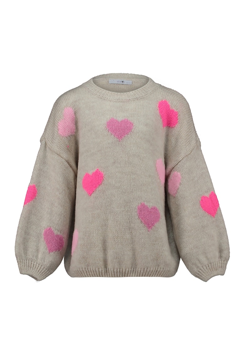 Pulover tricotat cu inimi