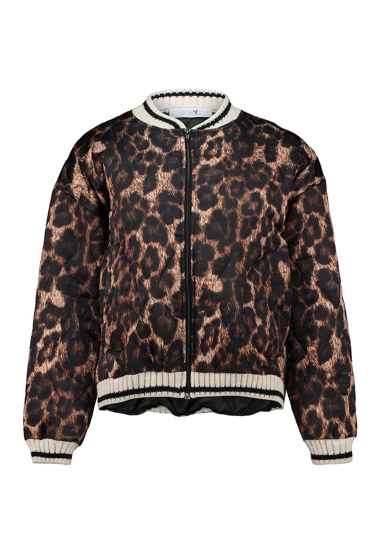 Jacheta cu fermoar si animal print