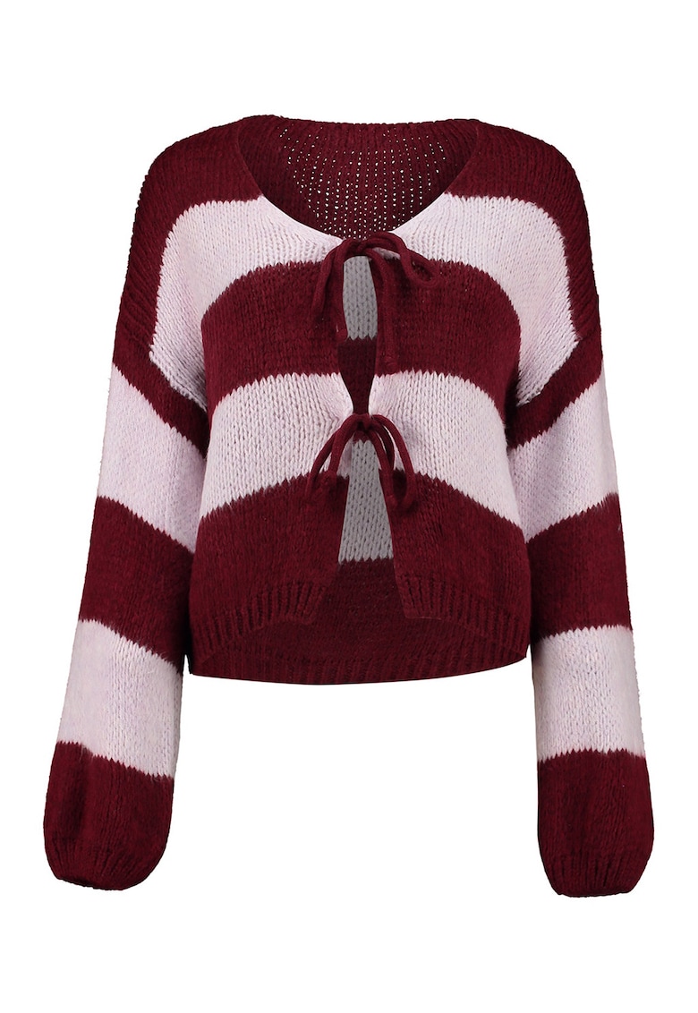Cardigan cu model in dungi si snururi de ajustare
