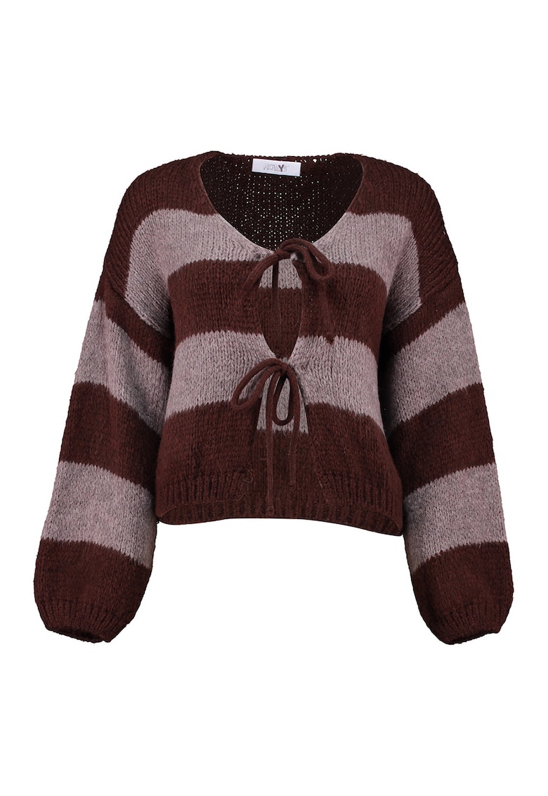Cardigan cu model in dungi si snururi de ajustare