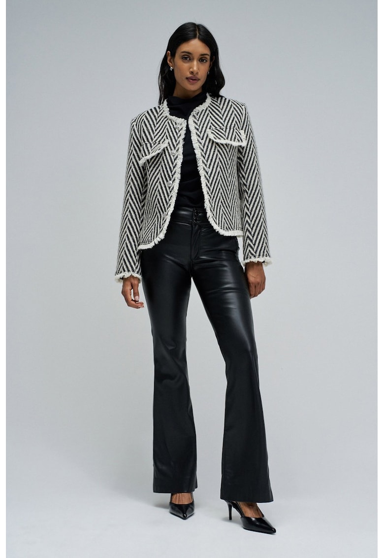 Pantaloni evazati de piele ecologica cu efect de push-up