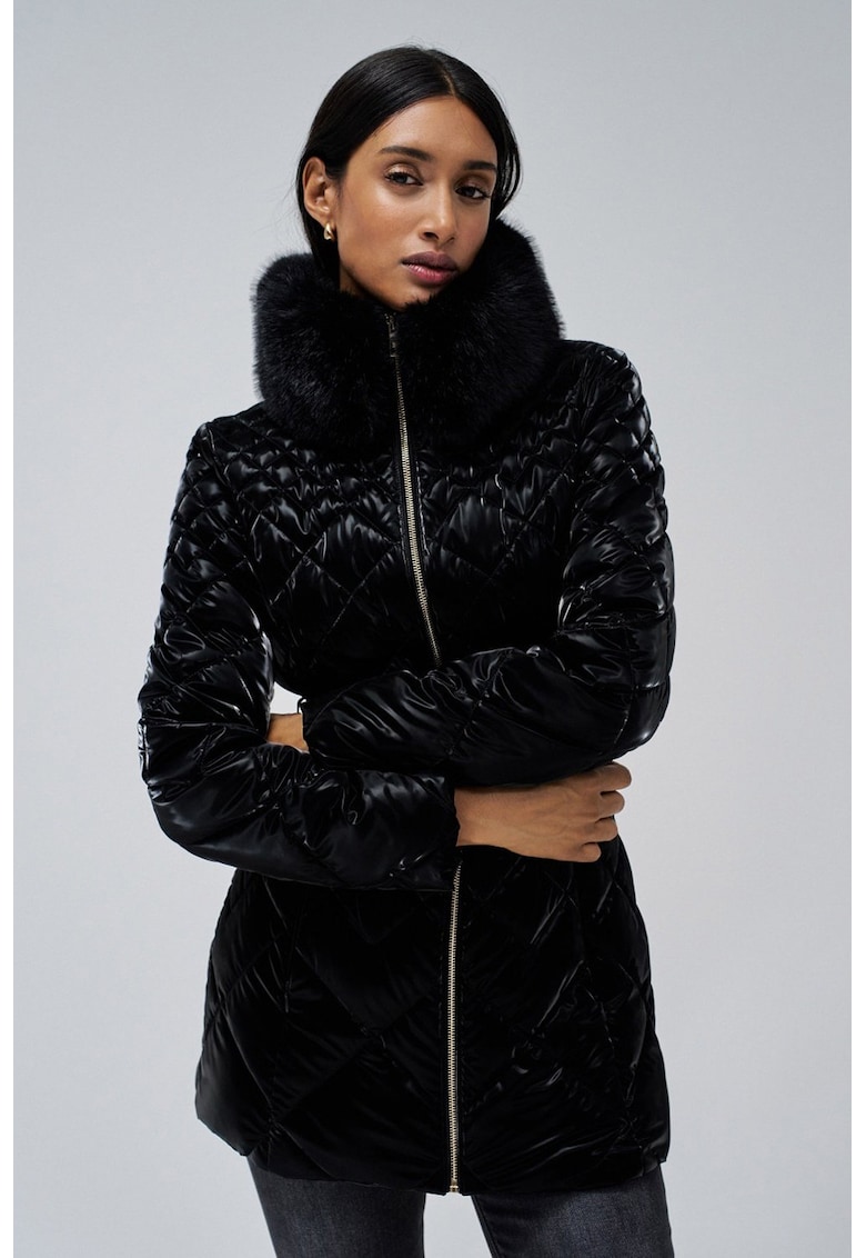 Geaca cu guler detasabil de blana sintetica