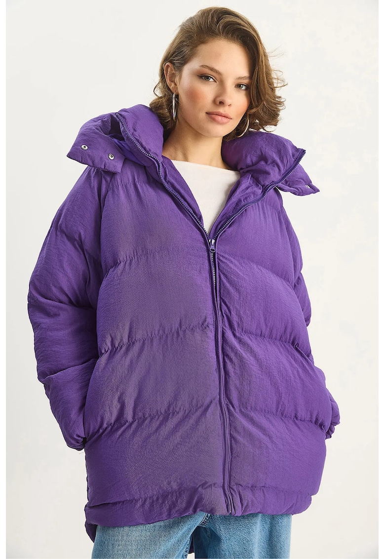Geaca Puffer HiCCUP - supradimensionata - mov - textil