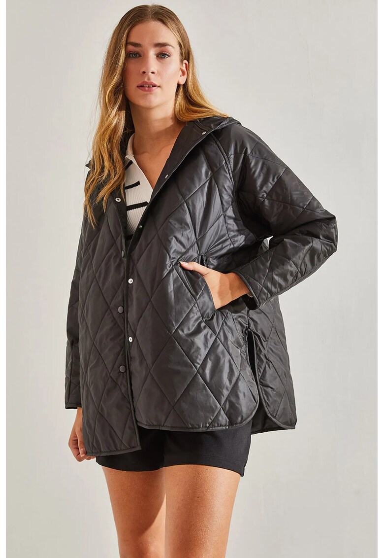 Geaca dama - matlasata - supradimensionata - neagra - textil