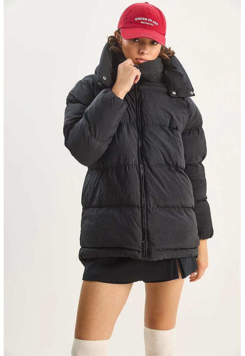 Geaca Puffer HiCCUP - supradimensionata - neagra - textil