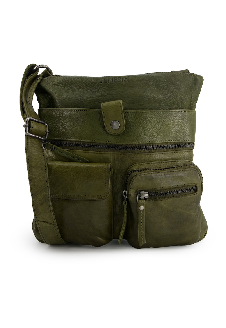 Geanta din piele cu buzunare multiple