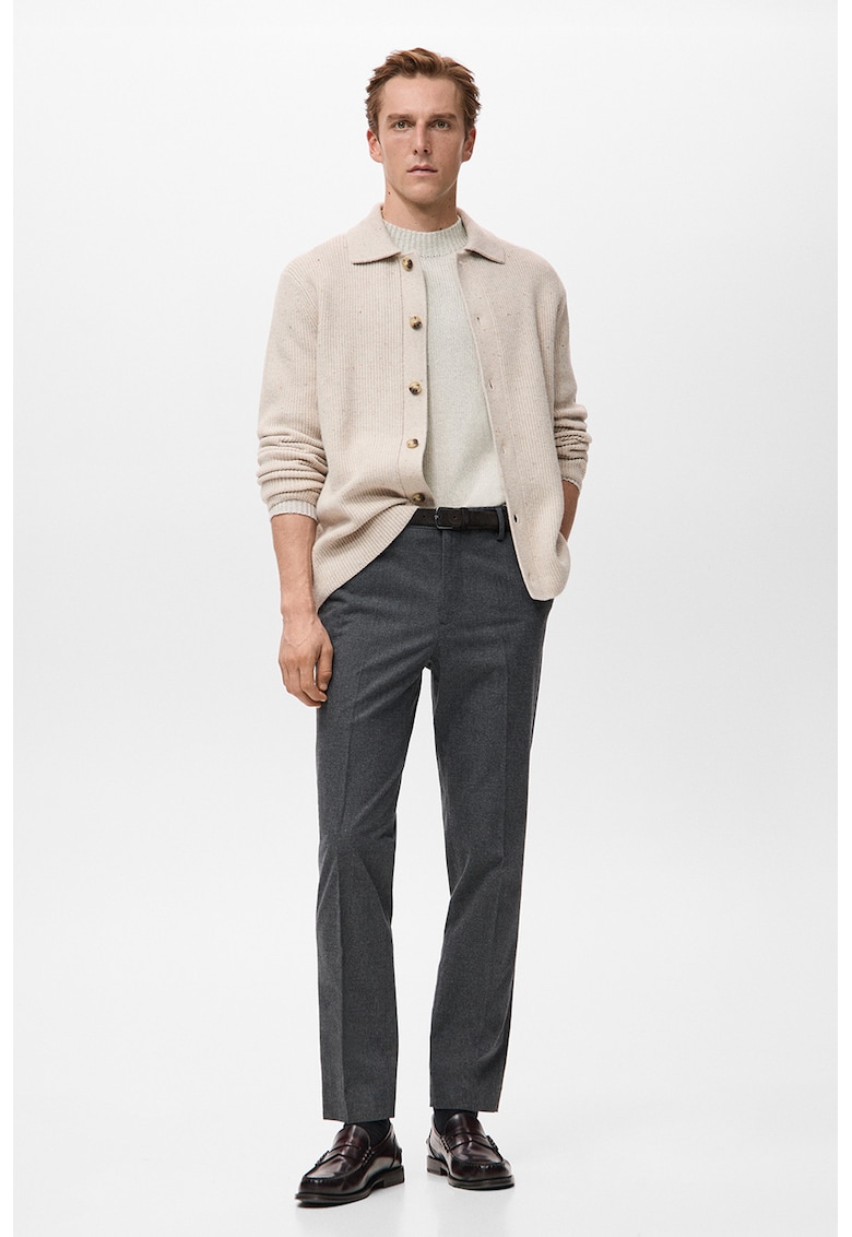 Pulover cu guler inalt si nasturi tip bijuterie - Alb optic