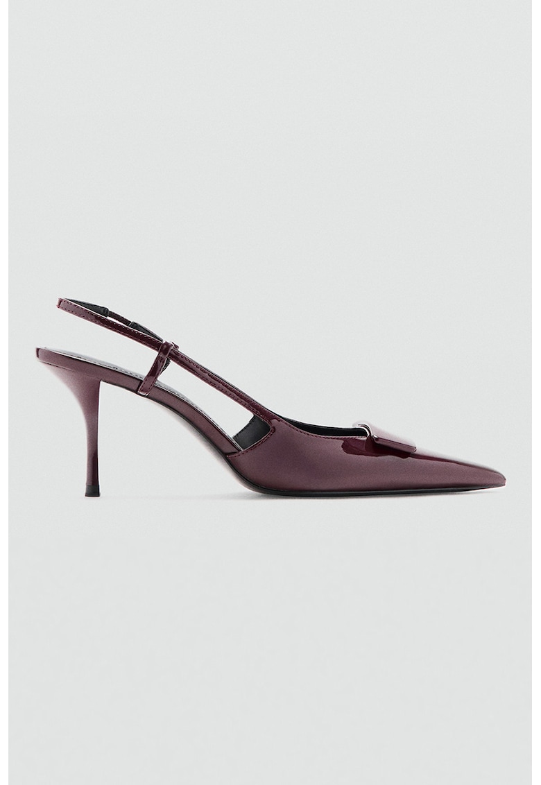 Pantofi slingback cu aspect lacuit - Visiniu