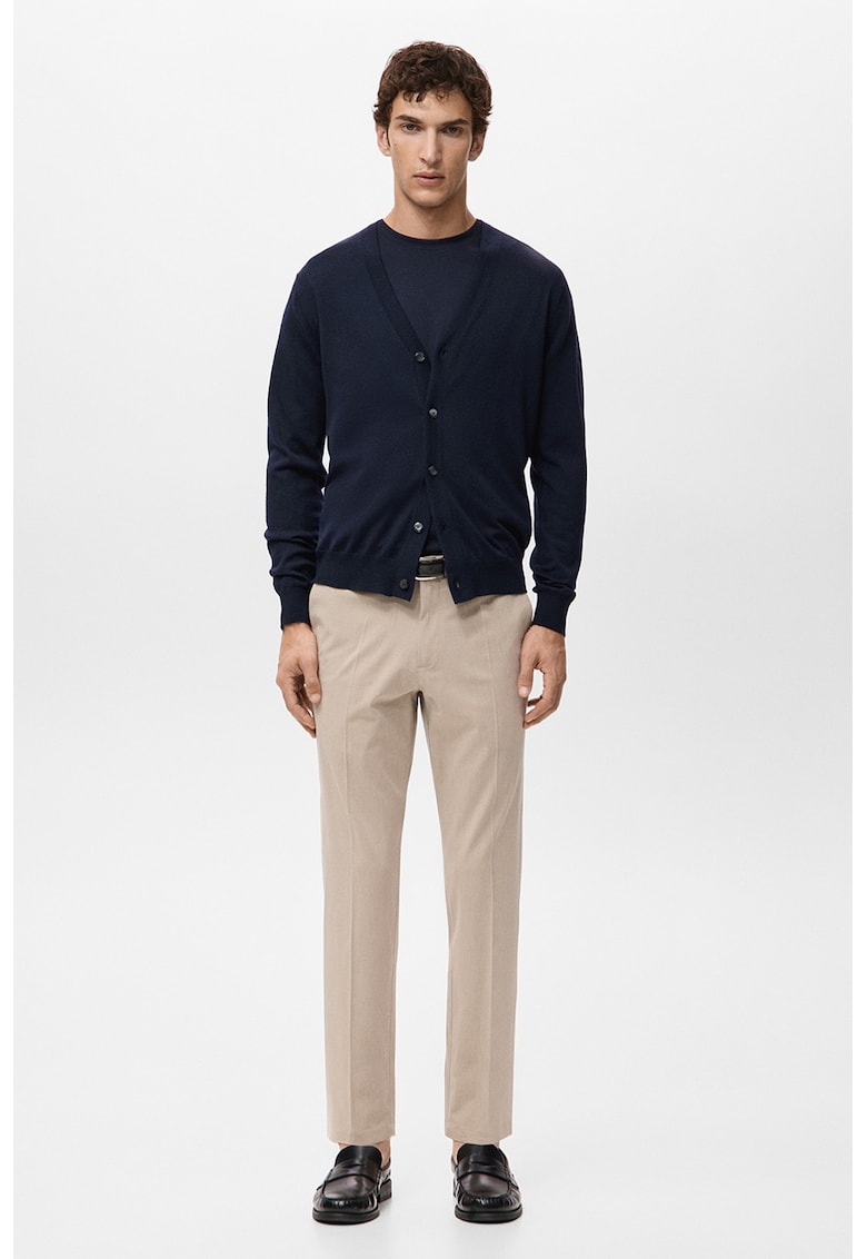 Pantaloni eleganti slim fit cu talie medie - Bej deschis