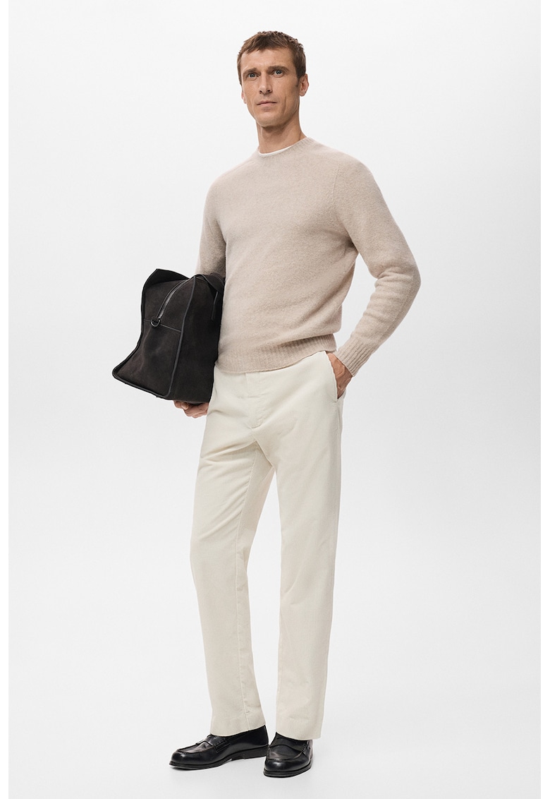 Pantaloni chino cu talie medie - Alb fildes