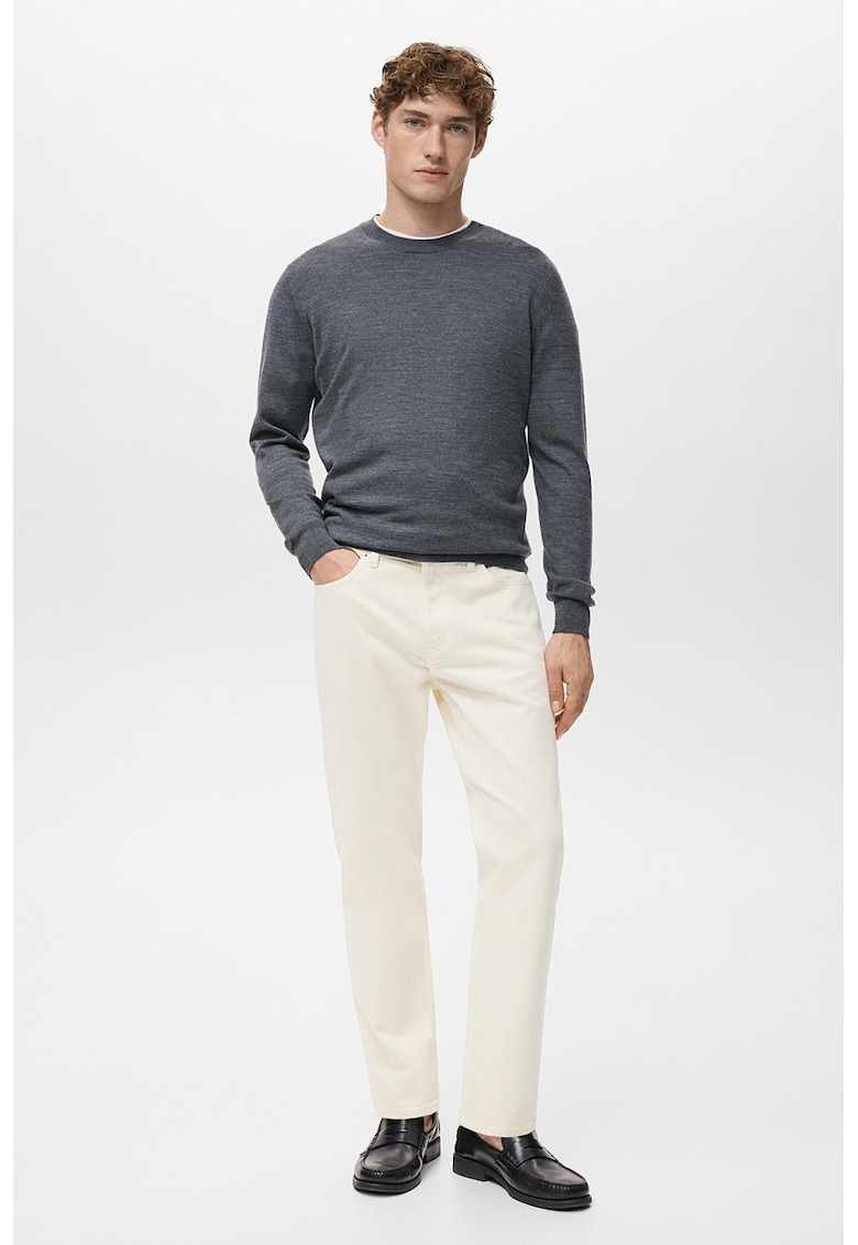 Blugi crop cu croiala conica Ben - Alb