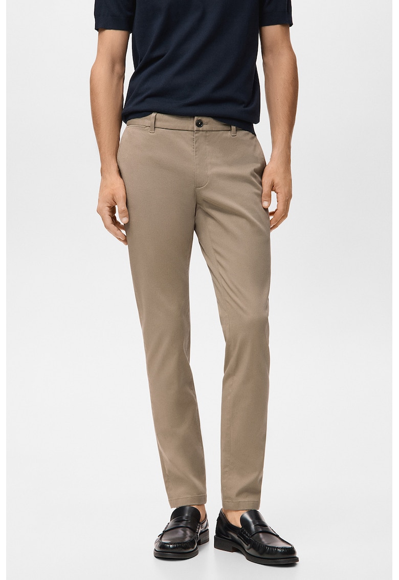 Pantaloni Chino cu croiala slim-fit Barna - Maro taupe deschis