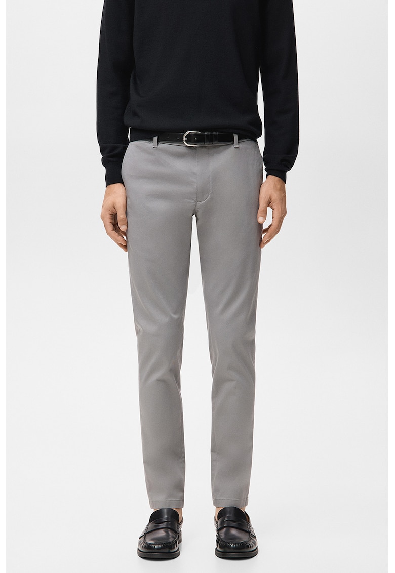 Pantaloni Chino cu croiala slim-fit Barna - Gri deschis