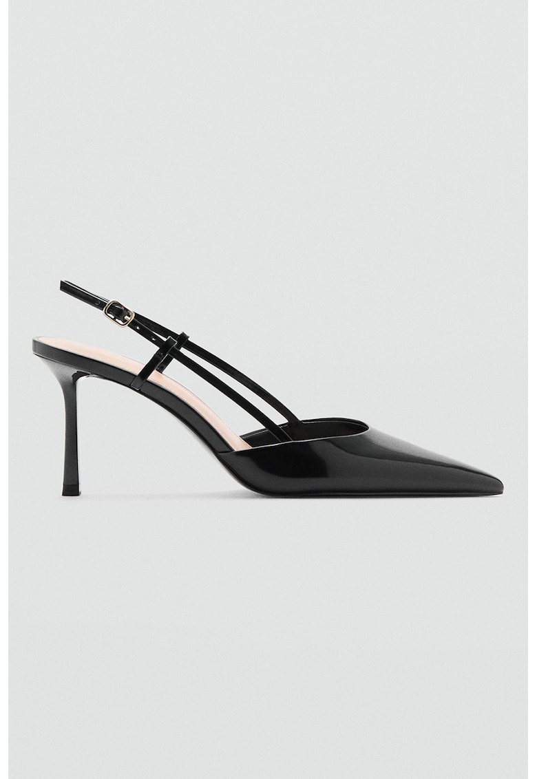 Pantofi slingback de piele cu toc inalt - Negru