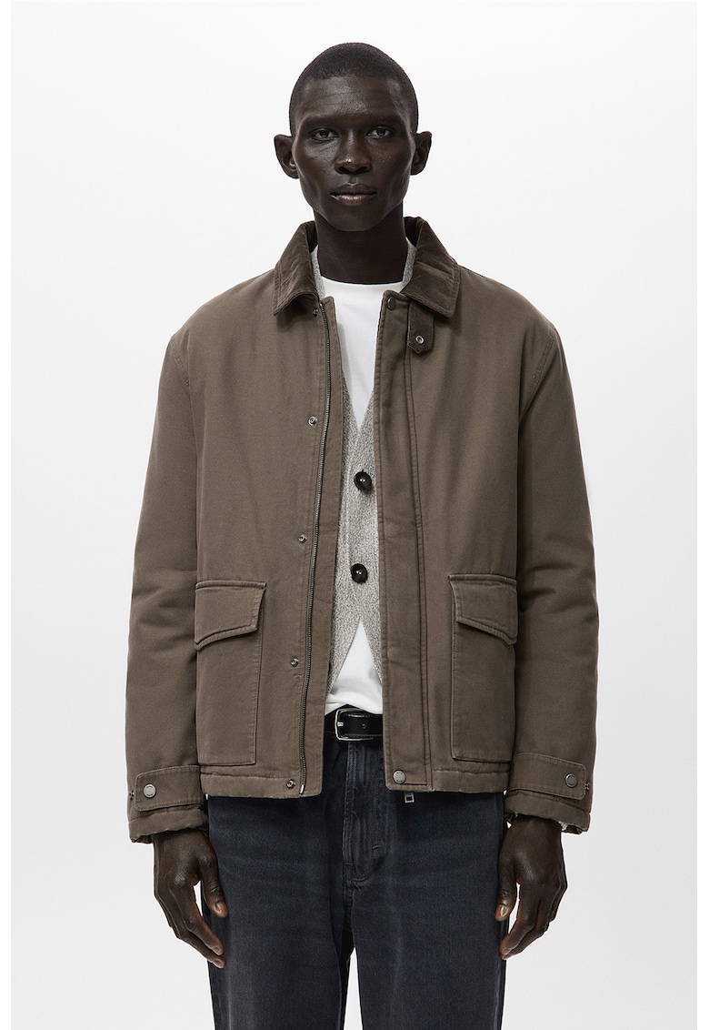 Jacheta matlasata cu buzunare cu clapa - Maro deschis