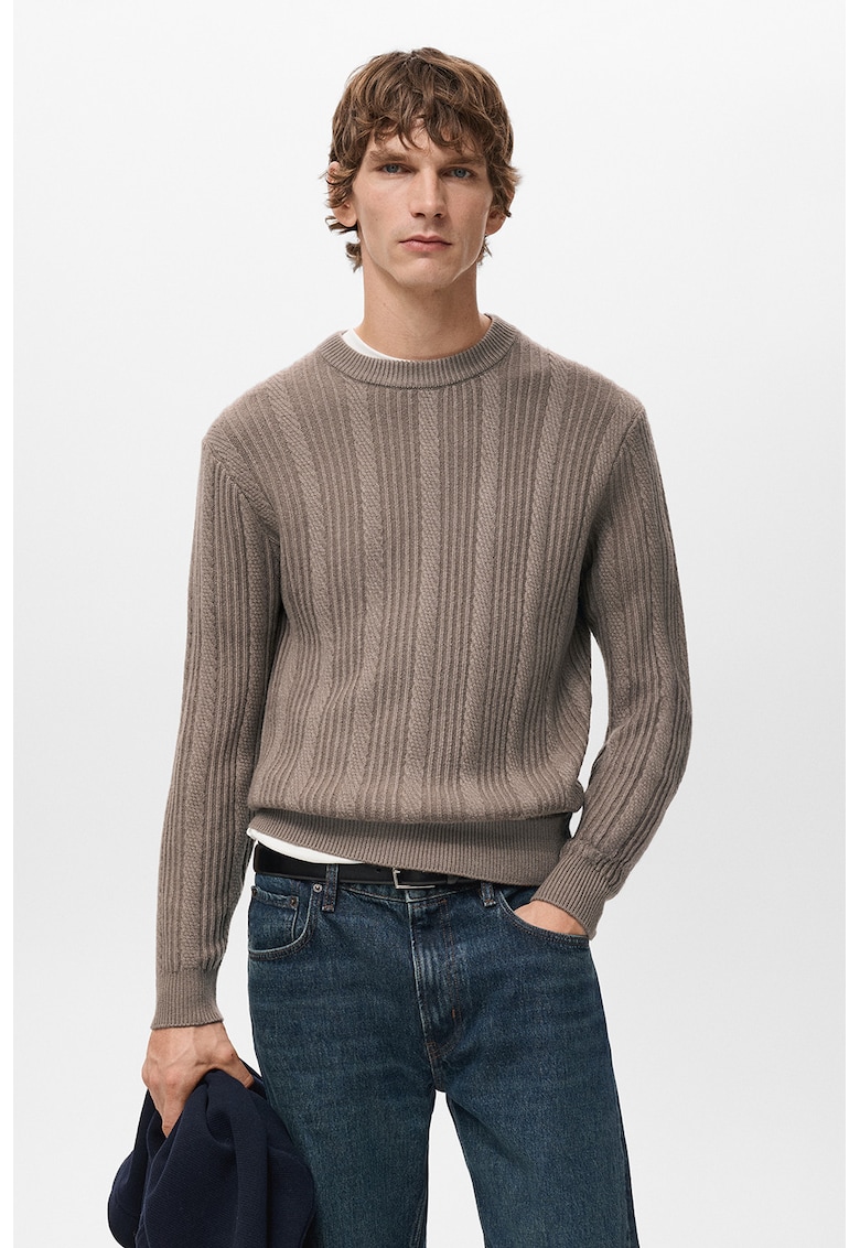 Pulover cu model torsade - Maro camel