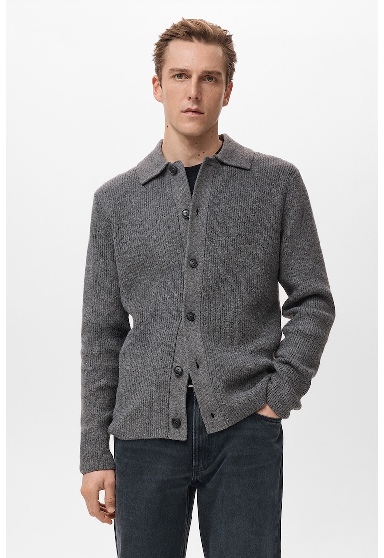 Cardigan din amestec de lana - Gri antracit