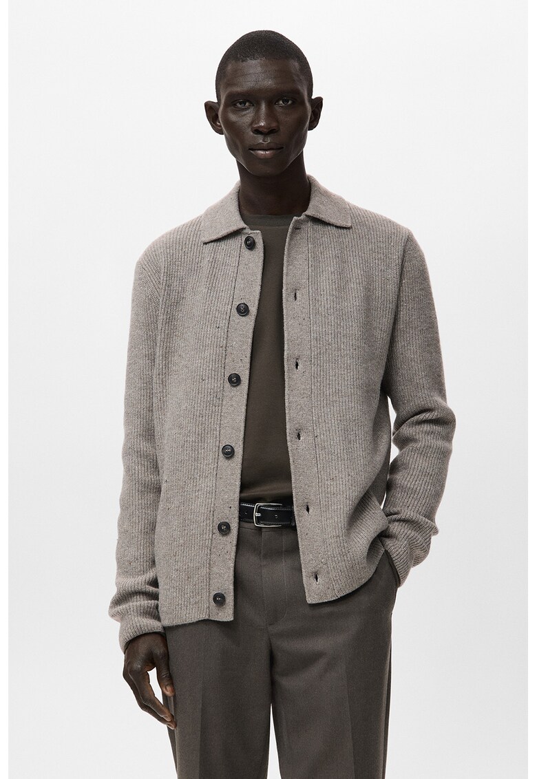 Cardigan din amestec de lana - Maro taupe