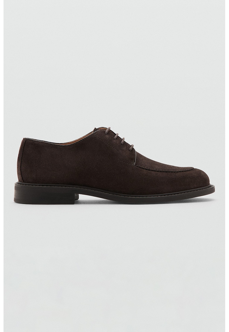 Pantofi derby de piele intoarsa - Maro inchis