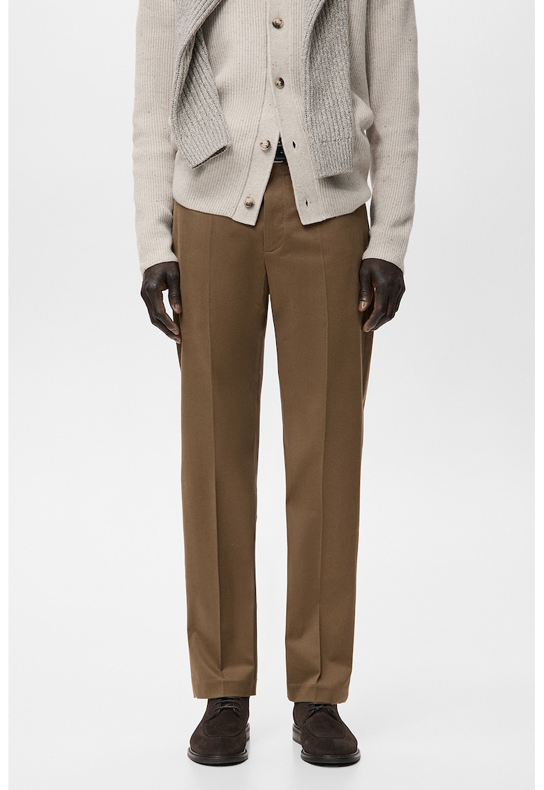 Pantaloni drepti cu pensa - Caramel