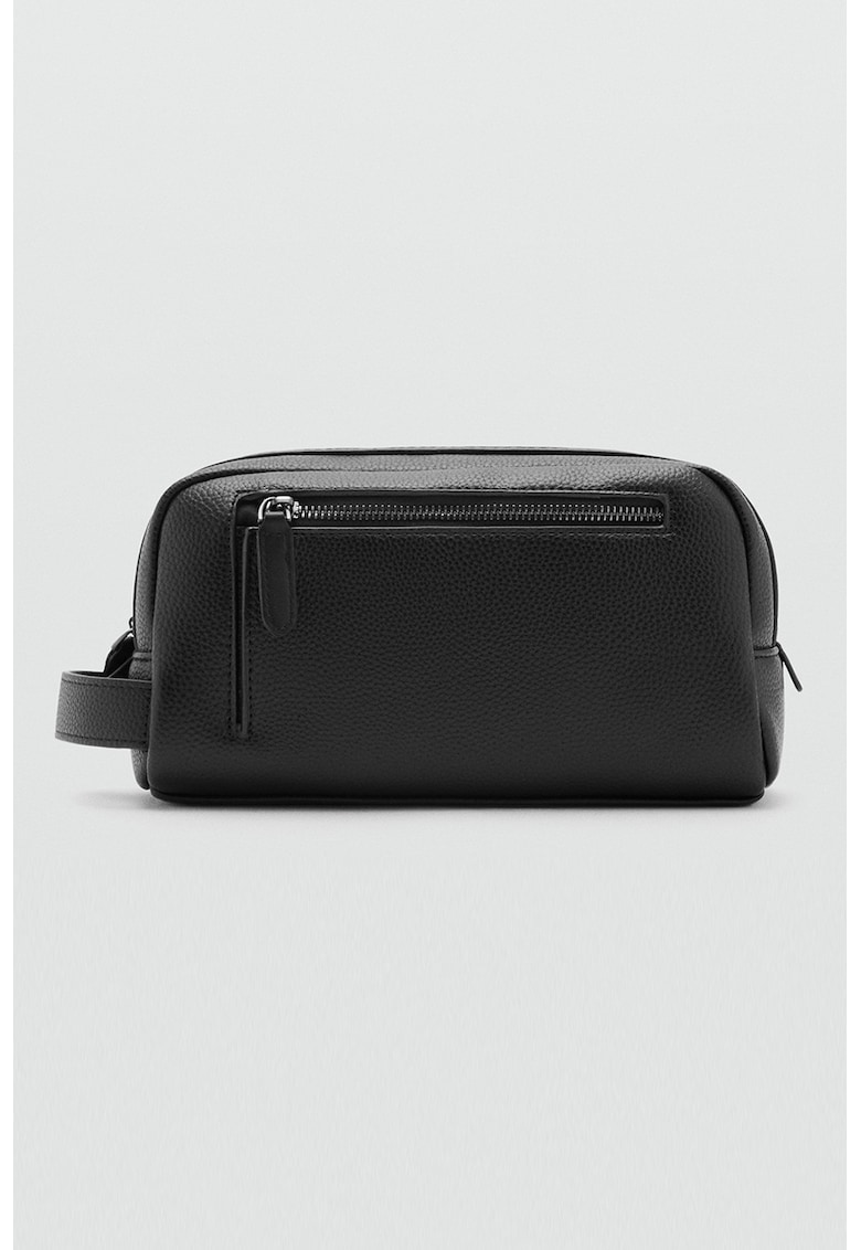 Geanta crossbody din piele ecologica cu fermoar - Negru