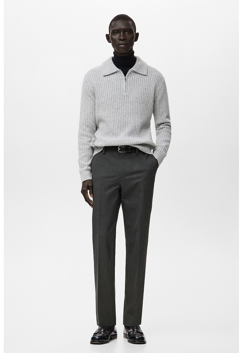 Pantaloni eleganti cu croiala slim-fit - Gri inchis