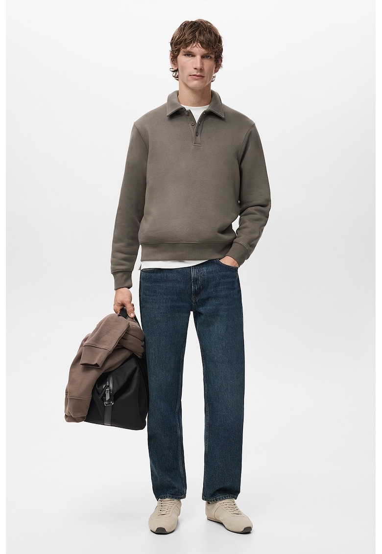 Bluza de trening polo cu croiala regular-fit - Kaki