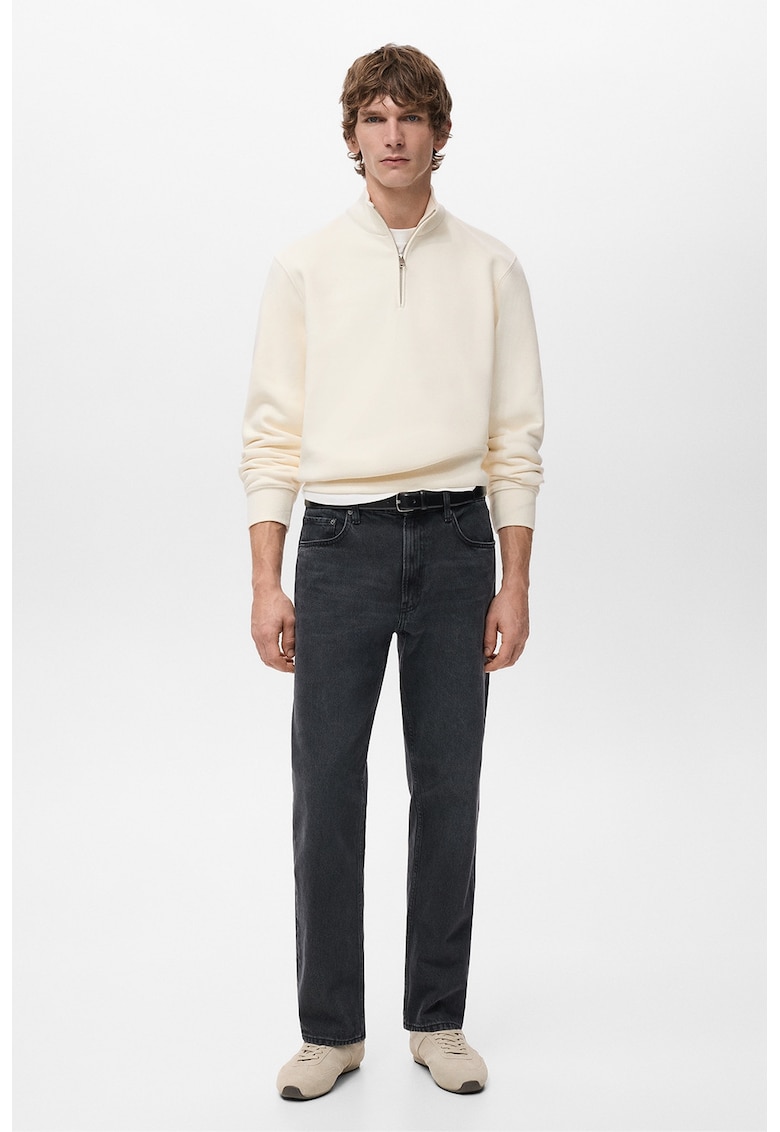 Bluza de trening cu fenta cu fermoar - Crem