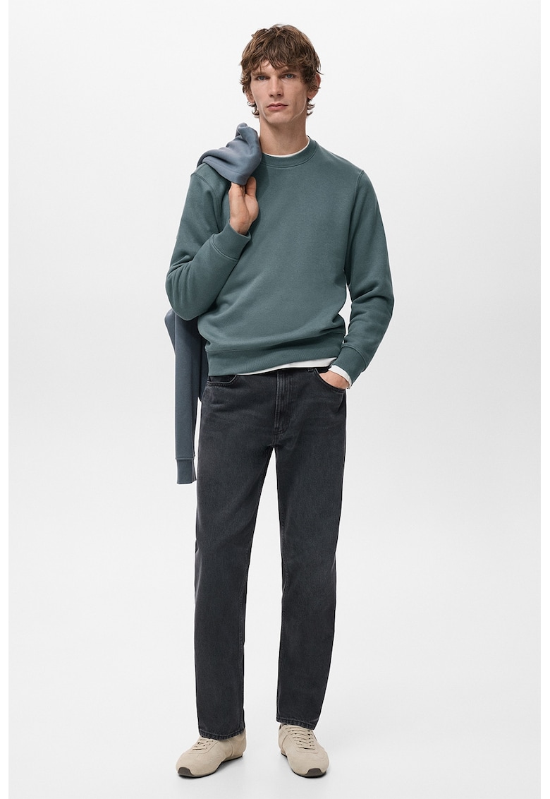 Bluza de trening din amestec de bumbac cu decolteu la baza gatului - Verde pal