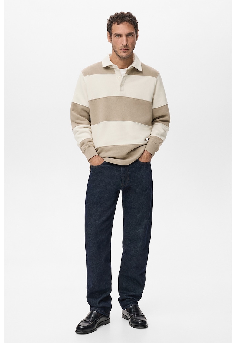 Bluza polo cu dungi - Bej