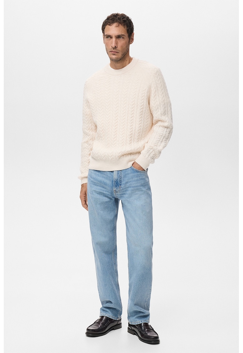 Pulover uni din amestec de lana - Crem