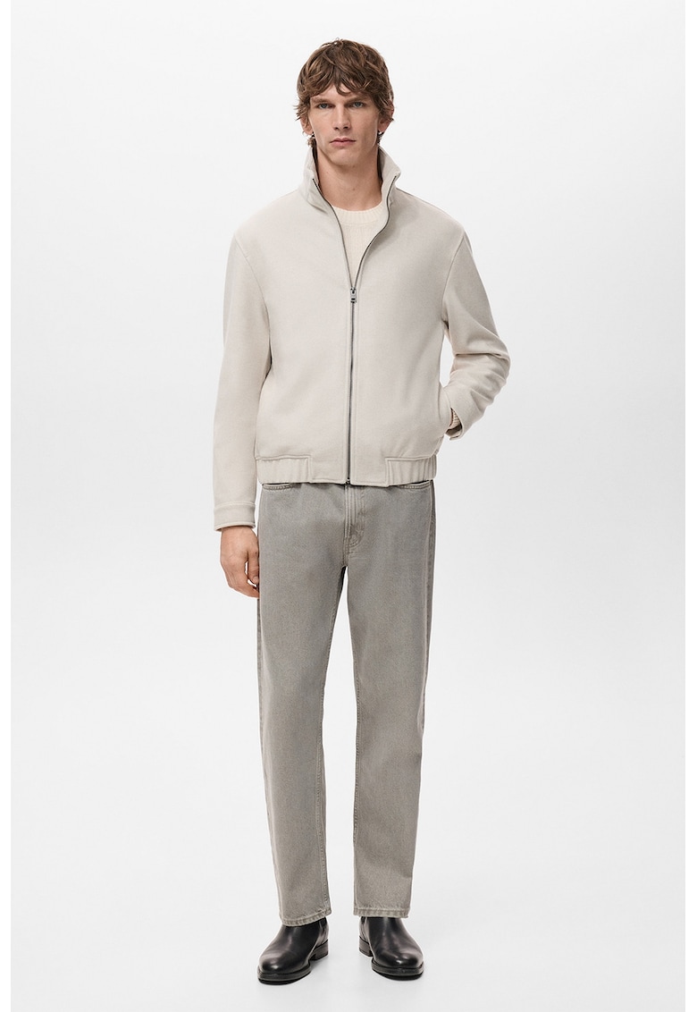 Jacheta cu guler mediu si fernoar - Alb