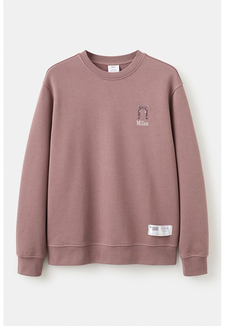 Bluza de trening de bumbac cu decolteu la baza gatului - Roz prafuit