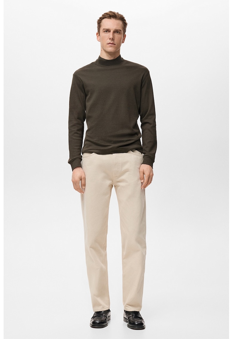 Bluza cu guler scurt - Maro inchis