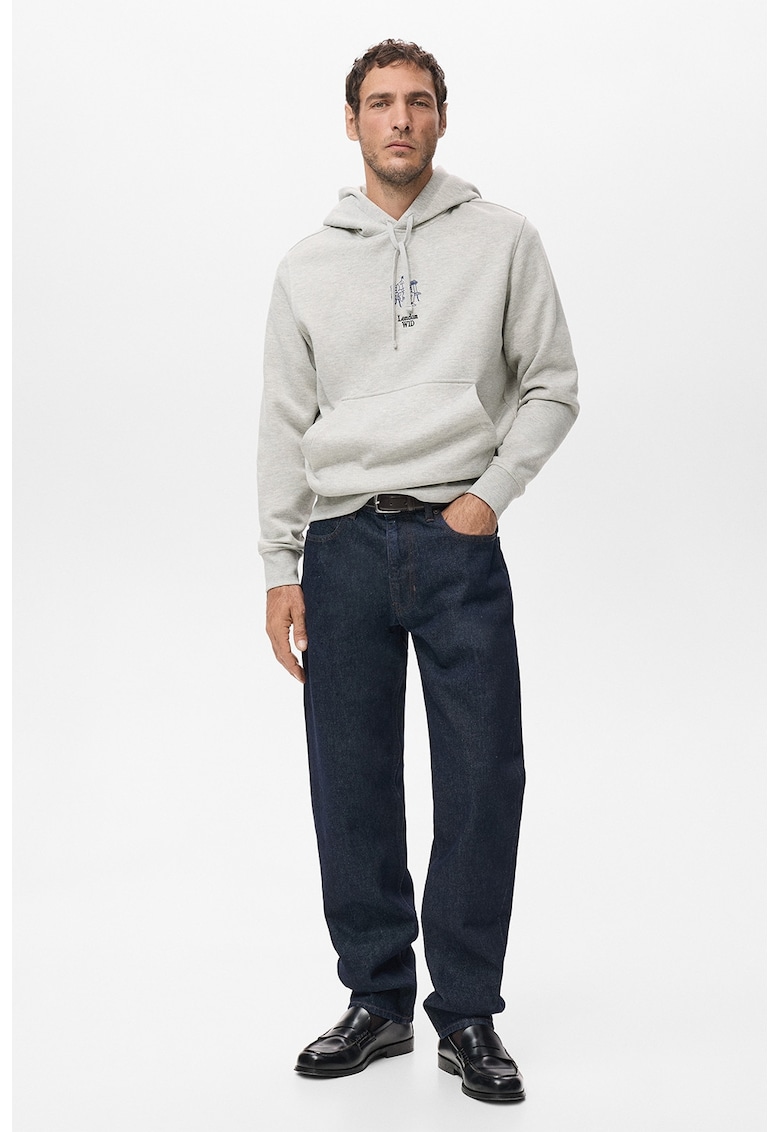 Hanorac cu buzunar kangaroo - Gri melange