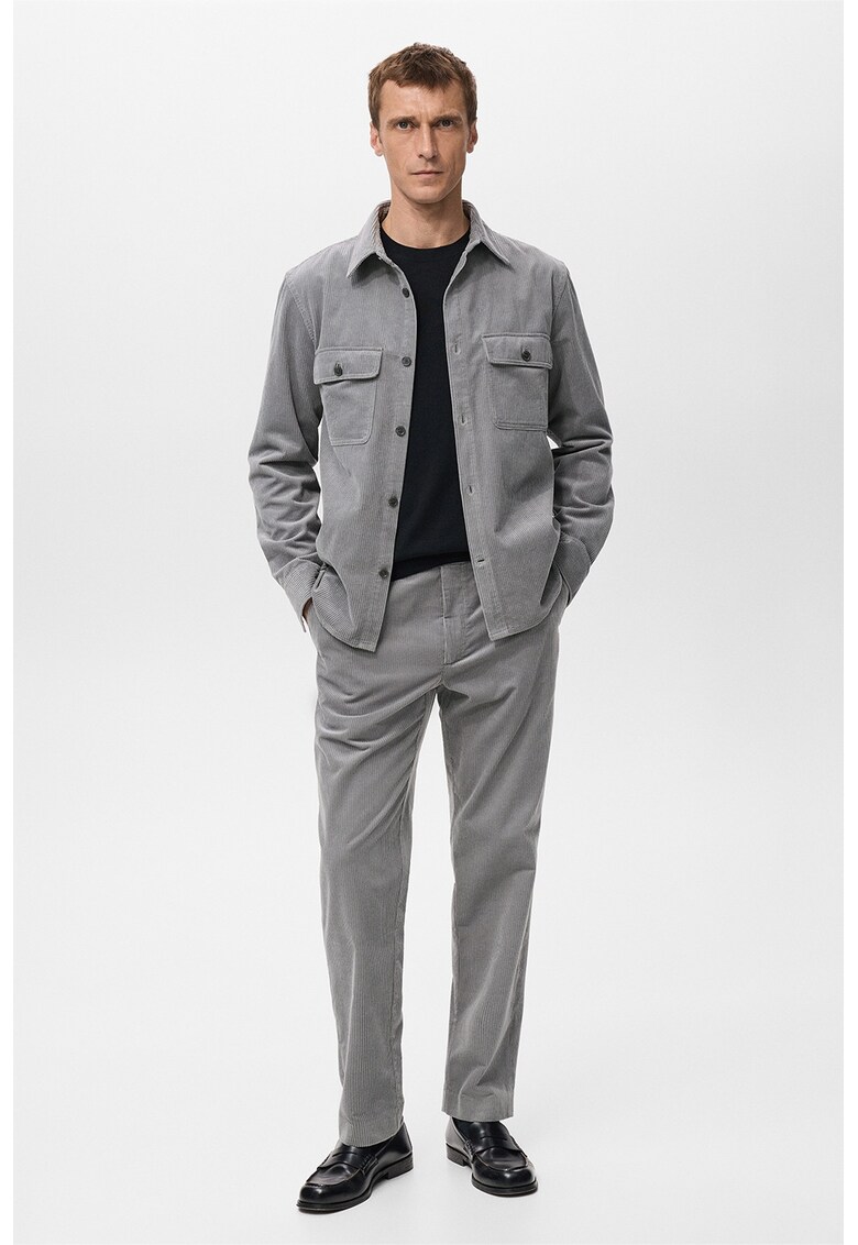 Jacheta-camasa din reiat cu buzunare pe piept - Gri