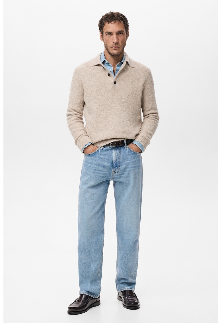 Pulover polo din amestec de lana - Bej