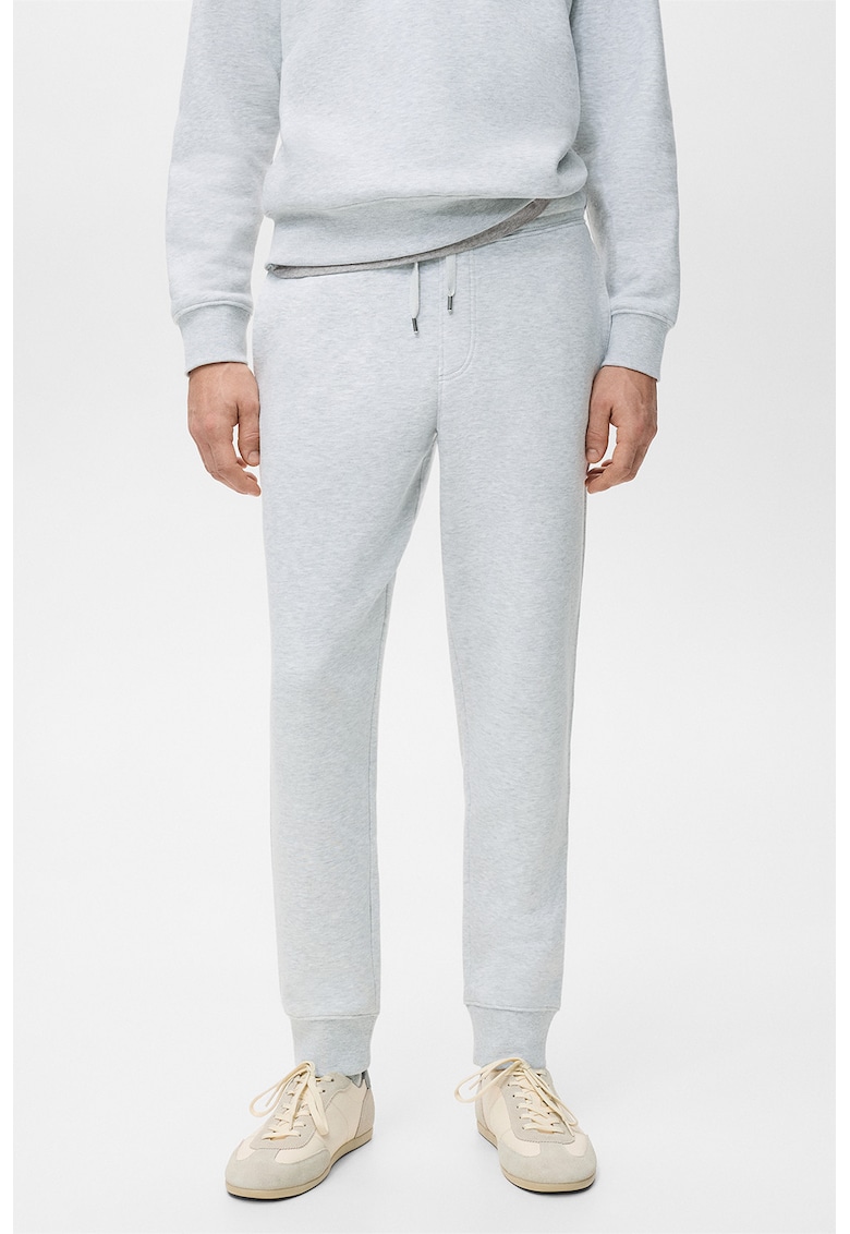 Pantaloni de trening din amestec de bumbac - Gri deschis melange