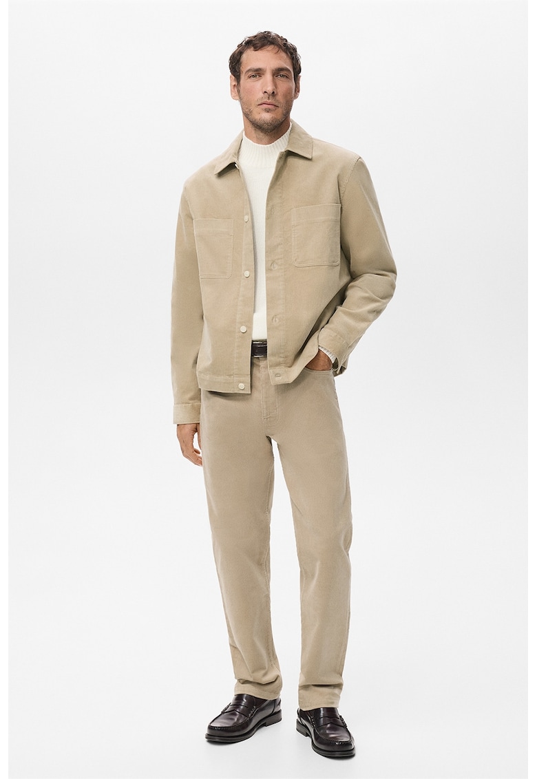 Pantaloni din reiat cu design cu 5 buzunare - Bej