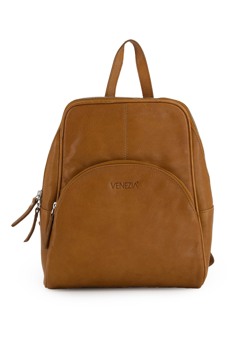 Rucsac din piele cu buzunar exterior