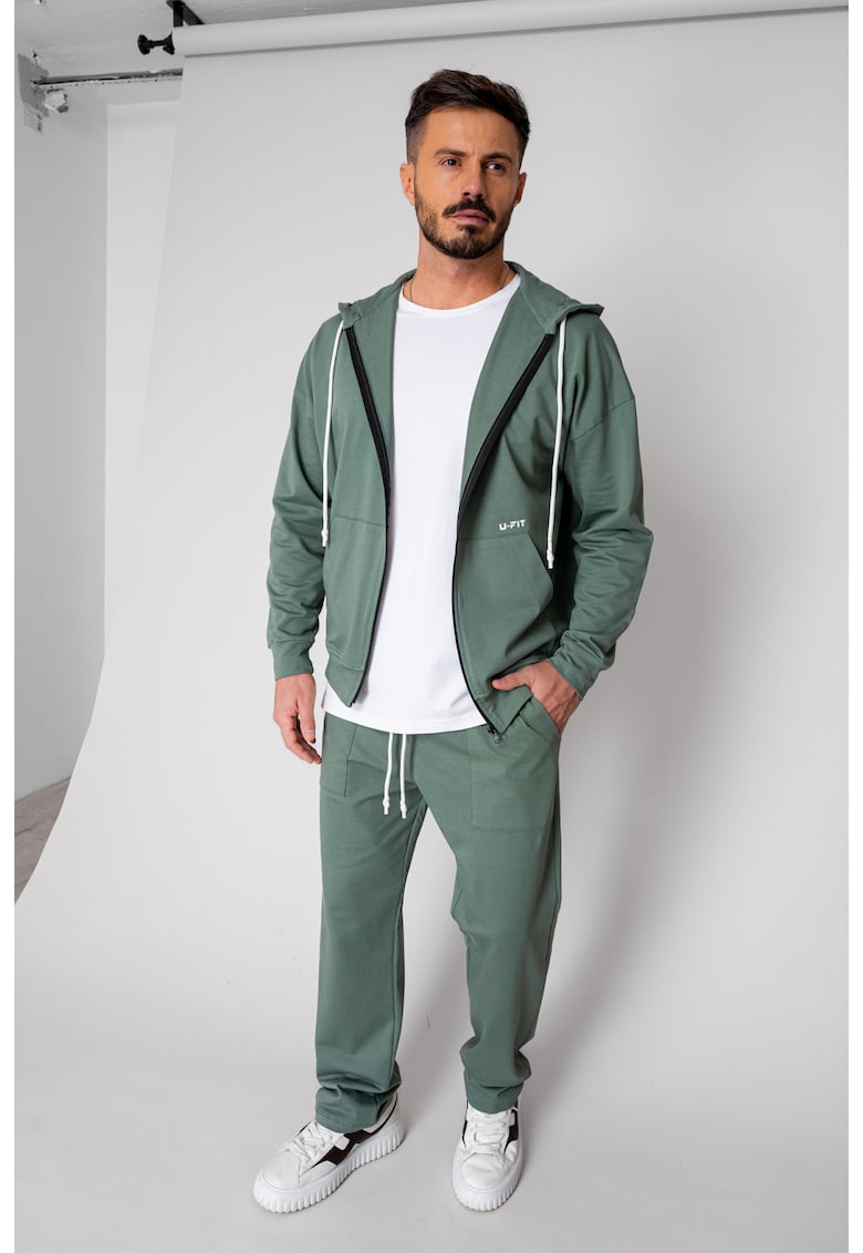 Set Loren din bumbac Jacheta si pantalon Dark Olive 19292